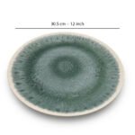 Green Marble Design Round Melamine Tray; 12"