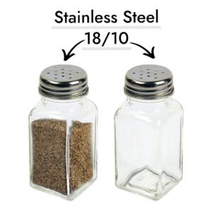 Glass Salt Shaker with Stainless Steel 18/10 Lid