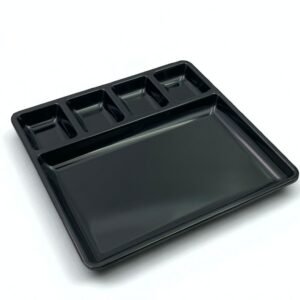 Melamine Square Plate with 4 Sauce Compartments 22 cm