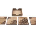 Coaster Set "Flower Engrave"