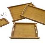 Set of 3 Bamboo Serving Trays with Tilted Sides