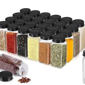Squared Spice Bottle with Mat Black Metal Cap 120 ml
