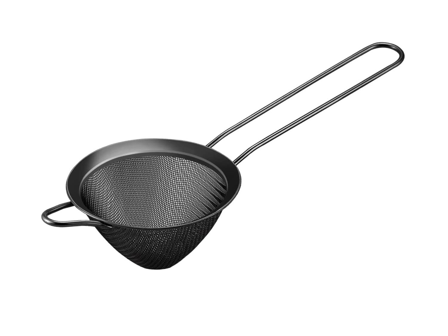 ec3936cd279eaa1c77244e52b71a30be.jpg Matt Black Conical Fine Mesh SS Strainer 8.5 cm