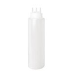 Transparent Triple 3 Nozzle sauce bottle wide mouth - 1.0Ltr