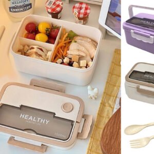 Rectangular Plastic Lunch Box with Cutlery
