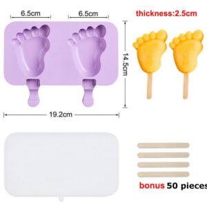 Baby feet silicone popsicle molds with cover & sticks