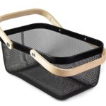 Dosthoff Rectangular Iron Basket with Bamboo Handle MB12
