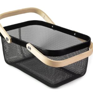 Dosthoff Rectangular Iron Basket with Bamboo Handle MB12