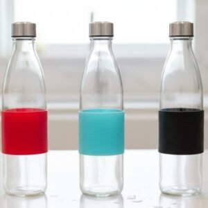 Glass bottle with silicone