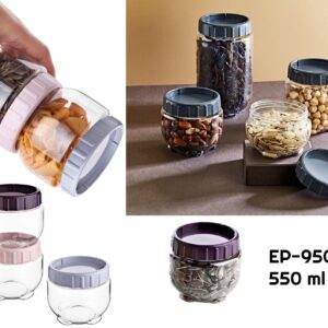 Interlocking Round Food Plastic Jar 0.55 lt