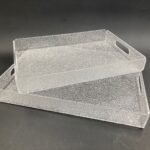 Set of 2 Acrylic Serving Trays w Texture Dessign AY-09