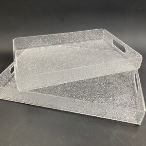 Set of 2 Acrylic Serving Trays w Texture Dessign AY-09