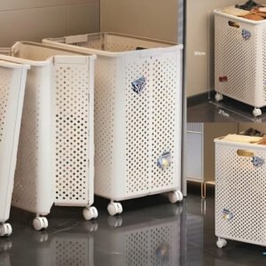 Collapsible Plastuic Laundry Basket with Wheels