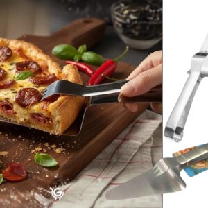 Stainless Steel Pizza Serving Spatula with Tong