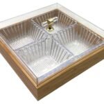 Bamboo Square Condiment Tray with 4 Bowls and Cover