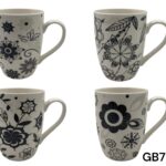Porcelain Mug with Black and Silver Designs