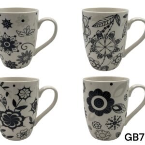 Porcelain Mug with Black and Silver Designs