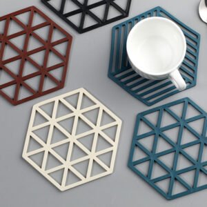 Set of 4 Silicon Heat Pad Hexagon Shape