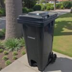 Heavy Duty Plastic Dustbin with Metal Step 120L w Wheels