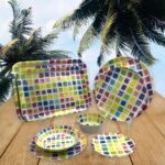 Colorful Squares Melamine Bowl X6 - 6.25"