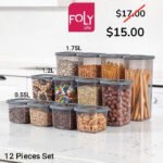 Top selling 12 Pieces square Poli food savers 4x0.55L + 4x1.2L + 4x1.75L