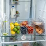 Clear fridge organiser baskets, egg dispenser, cold-cuts box and fridge thermometer on a fridge shelf — Fridge, Sorted bundle