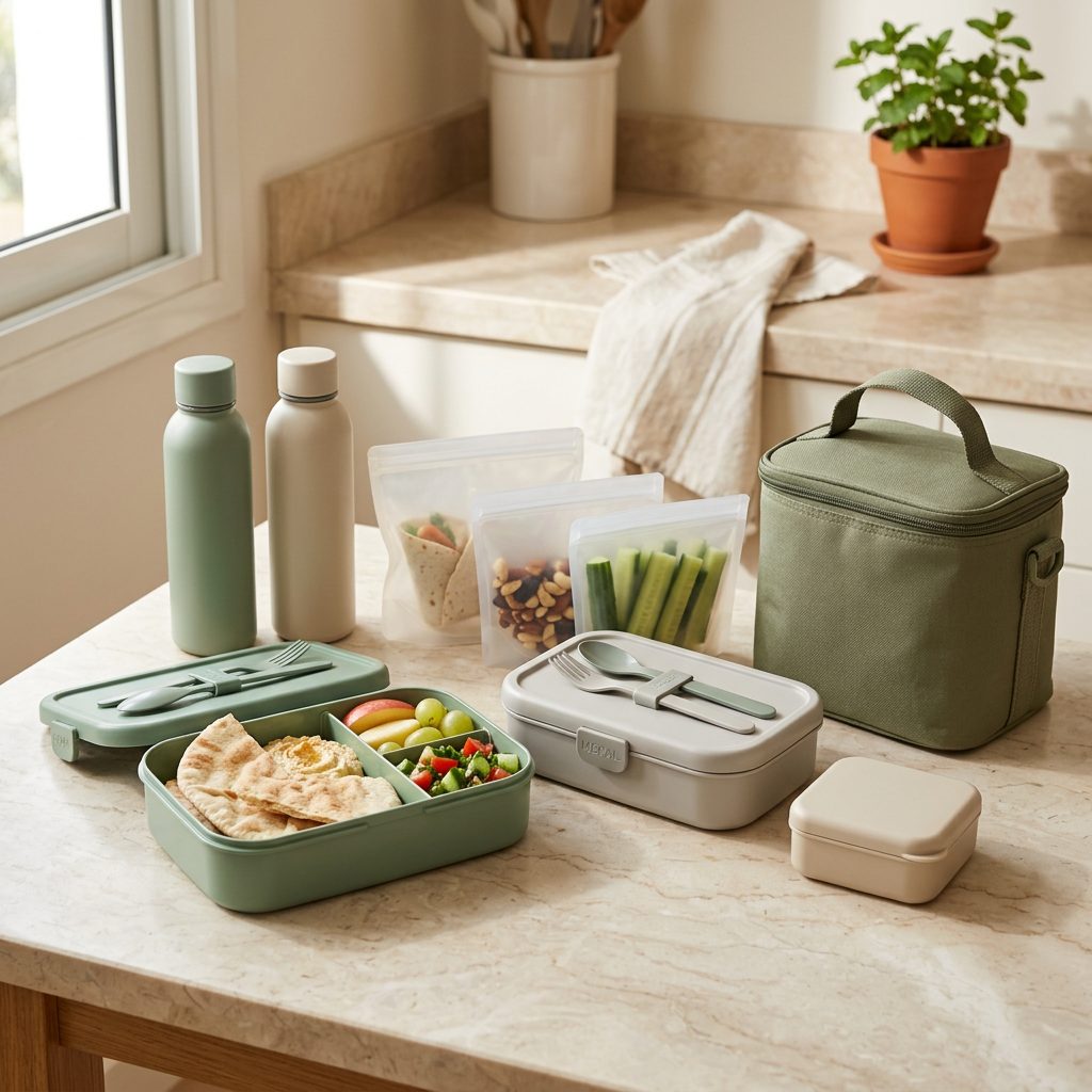 bundle-lunchbox-week Divided lunch boxes with built-in cutlery, water bottles and a small cool bag — Lunchbox Week bundle