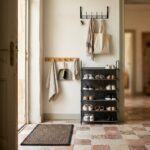 Doormat, six-tier shoe rack, over-door hooks and bamboo wall hanger in an entrance hall — The Entrance Hall bundle